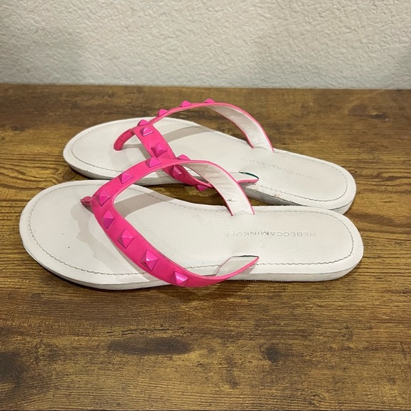 Rebecca Minkoff Womens Fiona Flip Flops Sandals Pink Studded Sz 6.5 M Beachy EUC - Picture 4 of 7